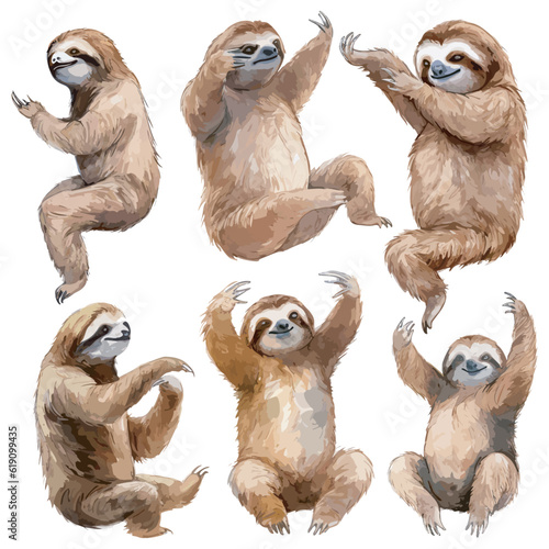 watercolor sloth clipart for graphic resources