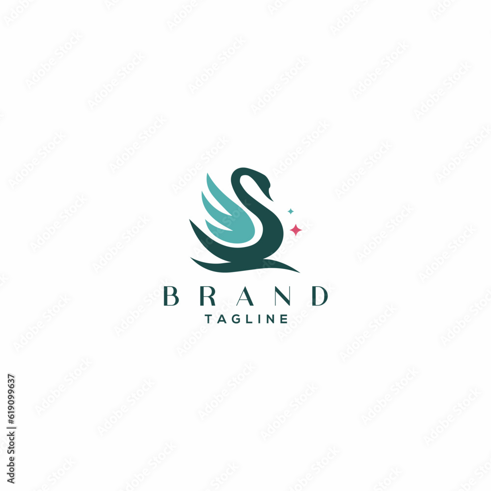 Minimal abstract swan logo design.
