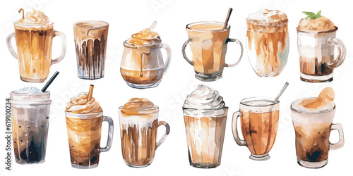 watercolor Coffee drink clipart for graphic resources