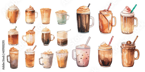 watercolor Coffee drink clipart for graphic resources