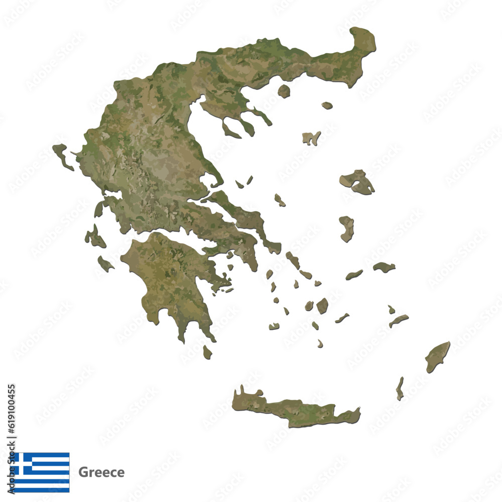 Greece Topography Country Map Vector Greece Topography Country Map Vector
