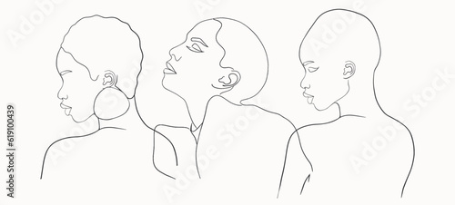 Abstract woman silhouettes set Fashion female portrait in pastel colors. Contemporary art poster. Graphic for social media post