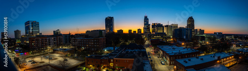 Panoramic View of Downtown Raleigh During Early Sunrise