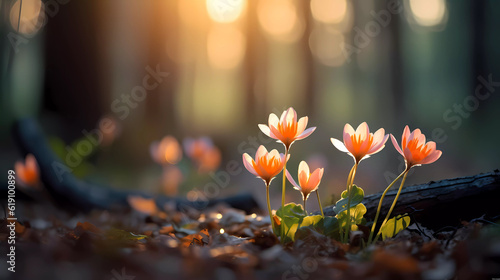 Bright forest flowers with a beautiful blurred background.