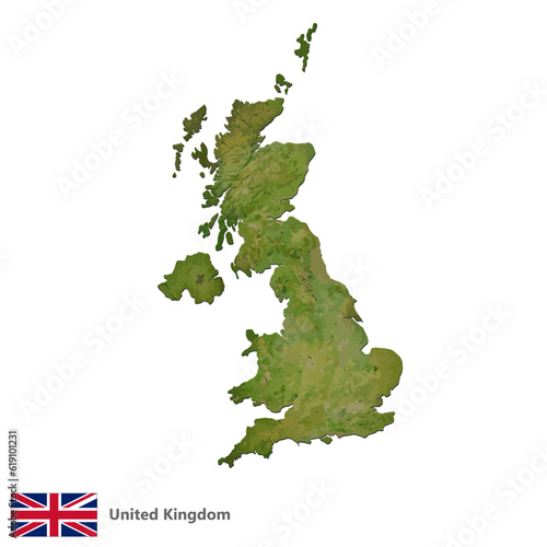 United Kingdom Topography Country Map Vector