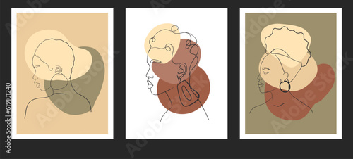 Abstract woman silhouettes set Fashion female portrait in pastel colors. Contemporary art poster. Graphic for social media post