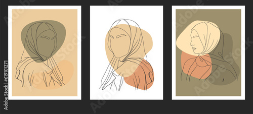 Abstract woman silhouettes set Fashion female portrait in pastel colors. Contemporary art poster. Graphic for social media post