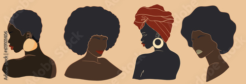 Abstract woman silhouettes. Fashion female portrait in pastel colors. Contemporary art poster. Graphic for social media post. Vector flat illustration