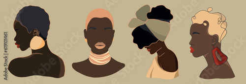 Abstract woman silhouettes. Fashion female portrait in pastel colors. Contemporary art poster. Graphic for social media post. Vector flat illustration