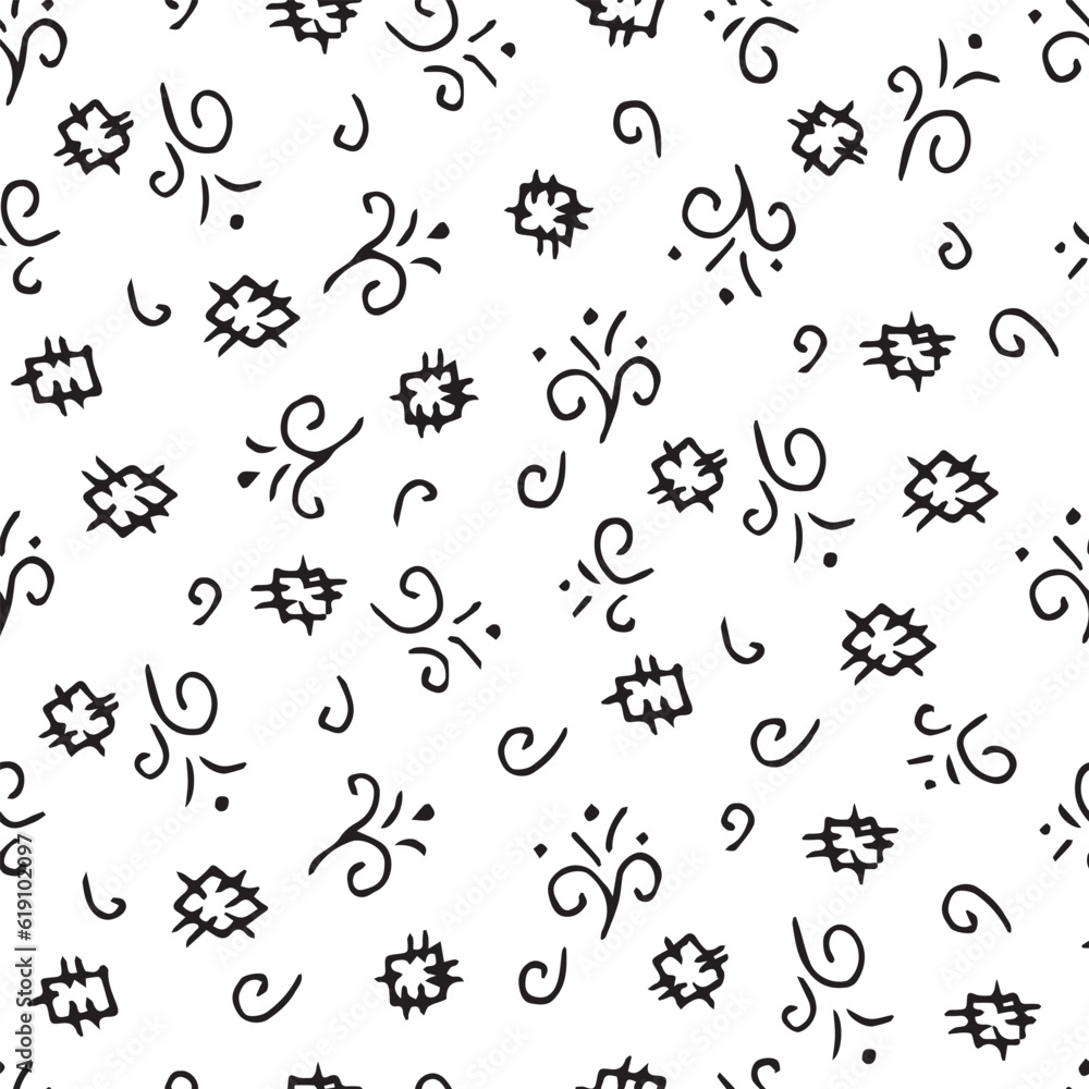 doodle pattern. seamless pattern. drawn by hand. drawing in black. hearts. dots. for textiles and wrapping packages. squares and flowers. vector illustration. black color. on a white background. doodle pattern. seamless pattern. drawn by hand. drawing in black. hearts. dots. for textiles and wrapping packages. squares and flowers. vector illustration. black color. on a white background.