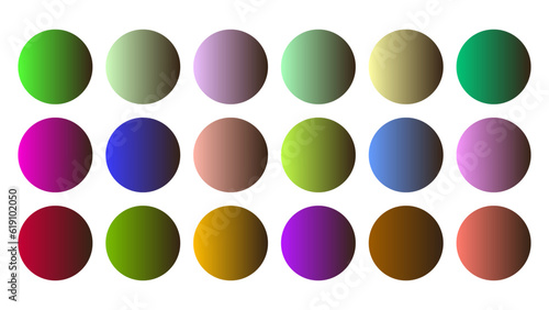 Colorful Umber Color Shade Linear Gradient Palette Swatches Web Kit Circles Template Set