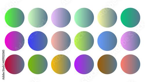 Colorful Stone Color Shade Linear Gradient Palette Swatches Web Kit Circles Template Set