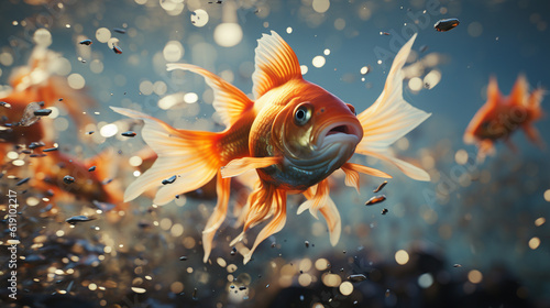 Goldfish on the aquarium. Generative Ai