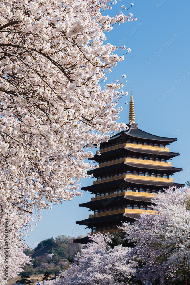 Replica tower of Hwangnyongsa temple in Gyeongju South Korea