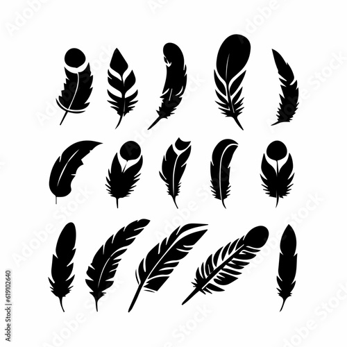 set of feather logo vector icon
