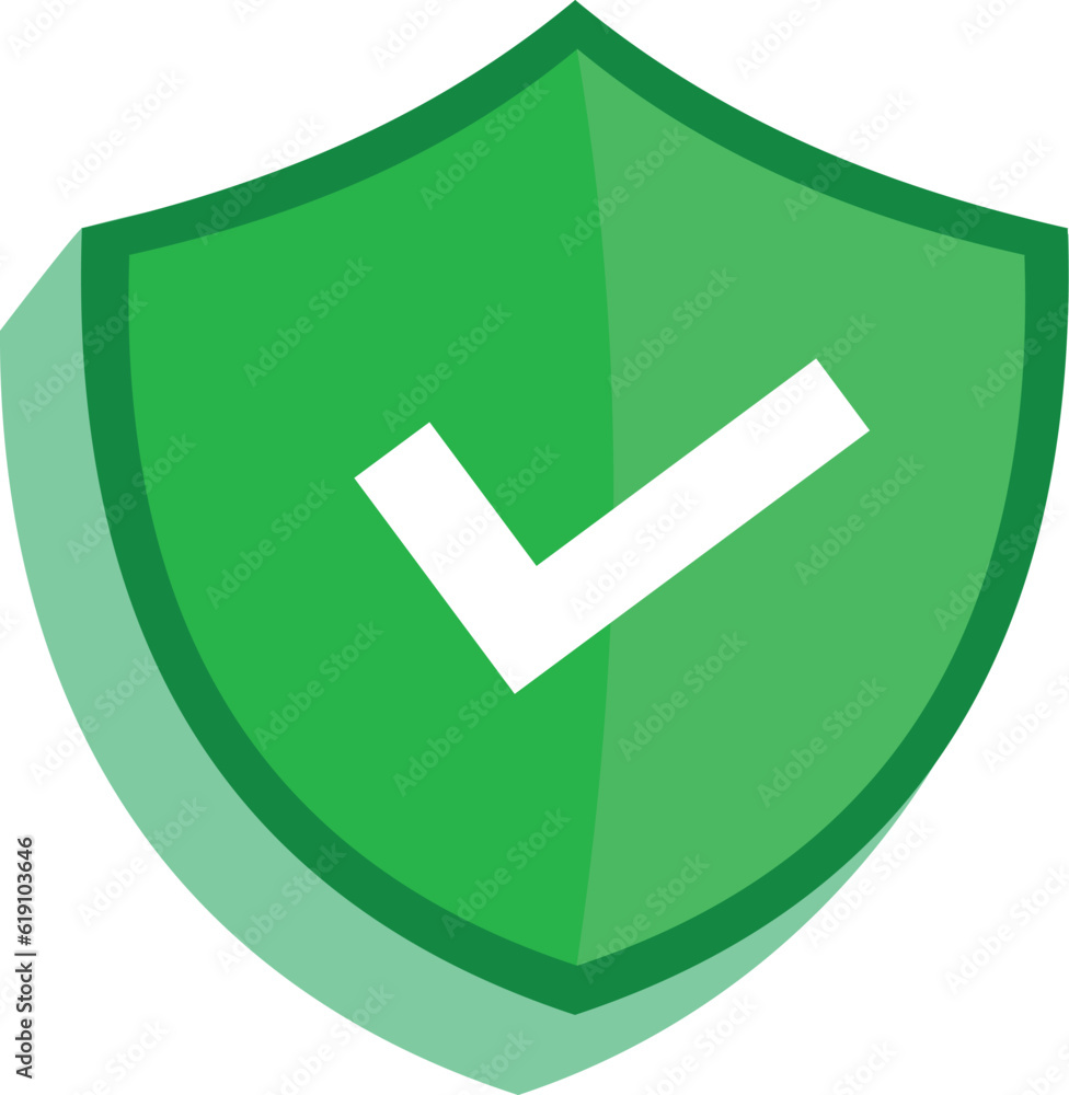 Green Shield with white a checkmark in the middle Protection icon ...
