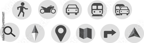 Set traveling, traffic, public  transportation icon for web, map and mobile app 