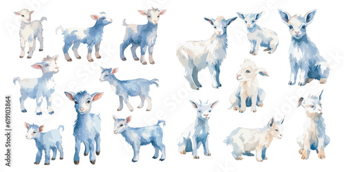 watercolor baby goat clipart for graphic resources