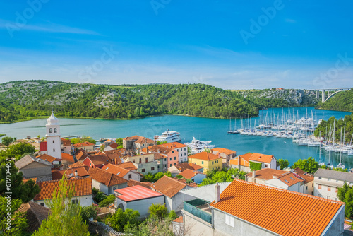 фотографія Aerial view of town of Skradin in Dalmatia, Croatia