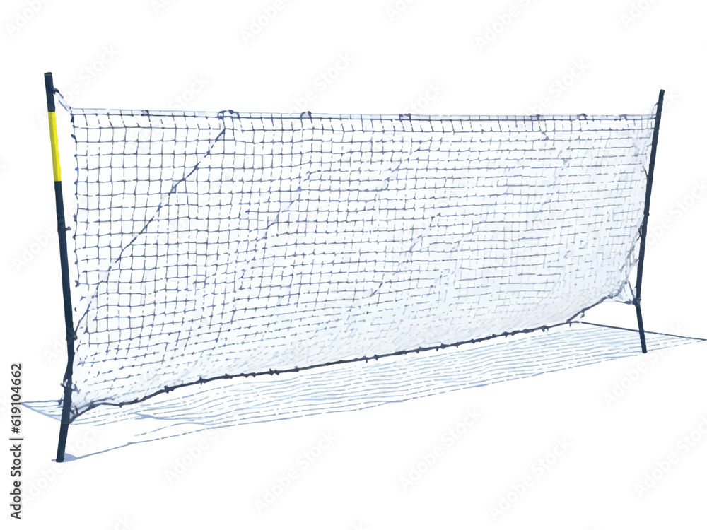 beach volleyball net illustration. Badminton net isolated on white background. - obrazy, fototapety, plakaty 