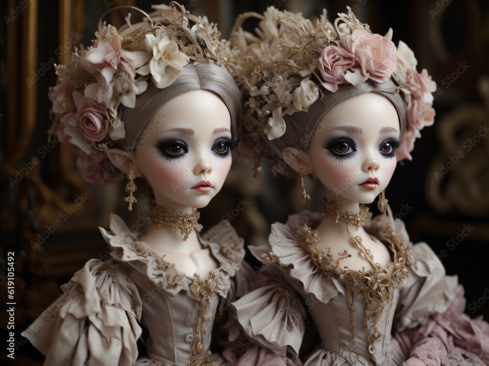 Generative AI ball joint doll, rococo style