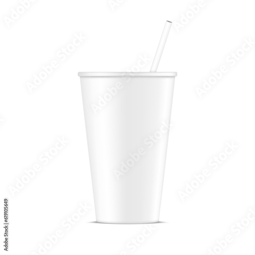 mock up of plastic cup with straw. Vector illustration