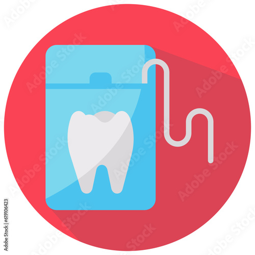 dental floss round flat vector icon