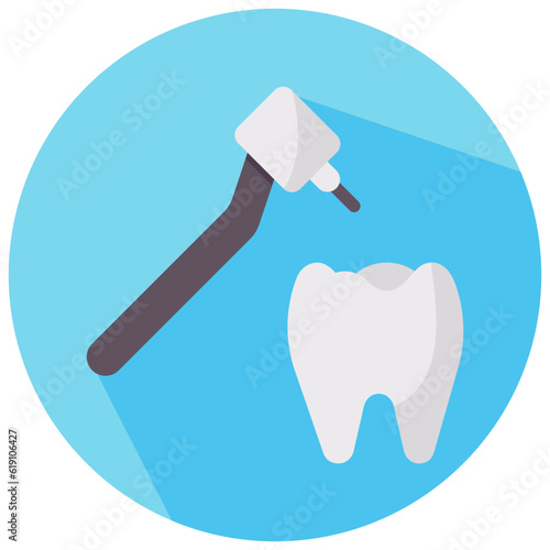 dental drill round flat vector icon