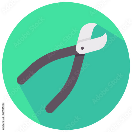 dental nippers round flat vector icon