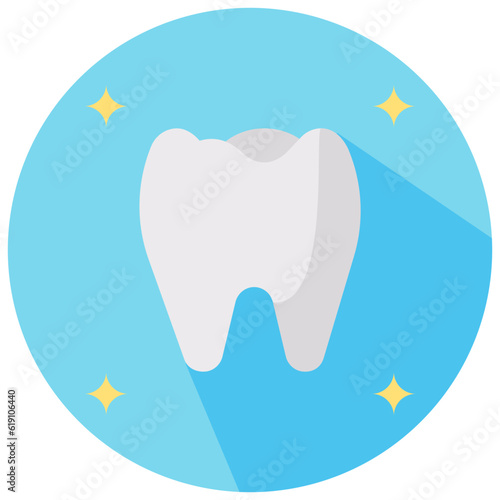healthy tooth round flat vector icon