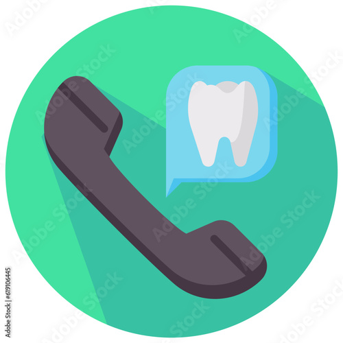 dental service round flat vector icon