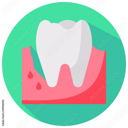 periodontitis round flat vector icon