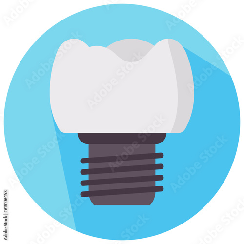 tooth implantation round flat vector icon