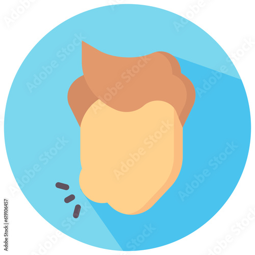 tooth pain round flat vector icon