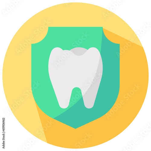 tooth protection round flat vector icon