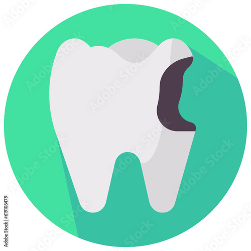 cavity tooth round flat vector icon