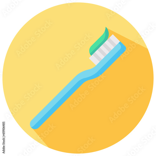 tooth brush round flat vector icon