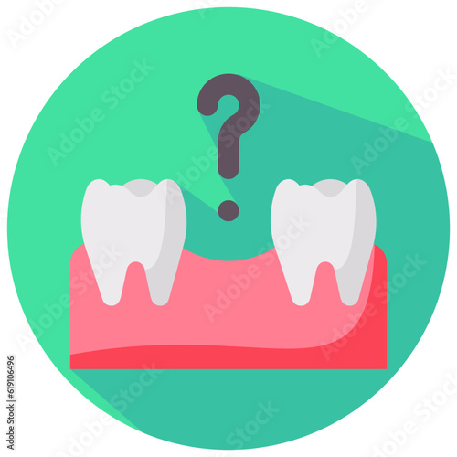 missing tooth round flat vector icon