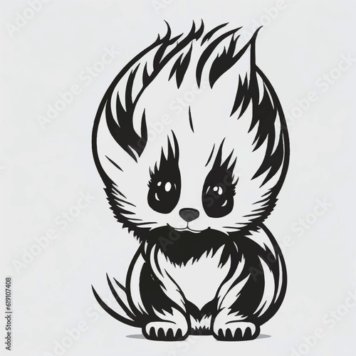 cartoon cute baby skunk sitting vector white background