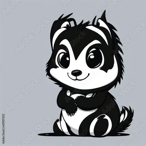 cartoon cute baby skunk sitting vector white background