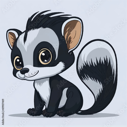 cartoon cute baby skunk sitting vector white background