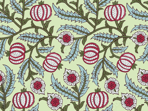 CLIMBERS PLANT FRUIT AND VEGETABLE ALL OVER PRINT SEAMLESS PATTERN VECTOR ILLUSTRATION