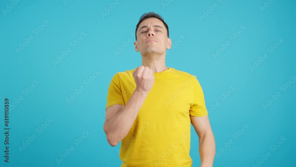 Man advises calm with hands because everything is under control Man advises calm with hands because everything is under control