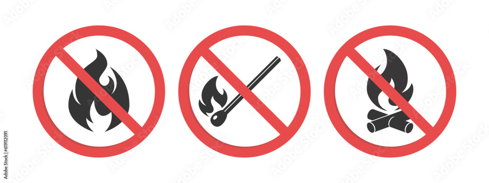 No open fire vector icons in flat style No open fire vector icons in flat style