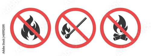 No open fire vector icons in flat style