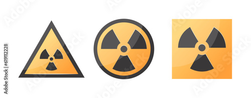 Ionizing radiation signs in flat style, vector