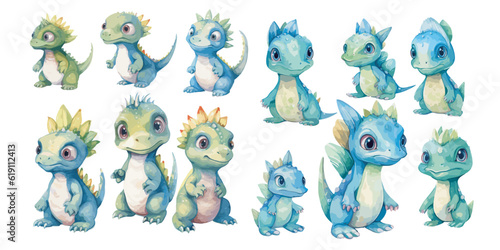 watercolor baby dinosaur clipart for graphic resources