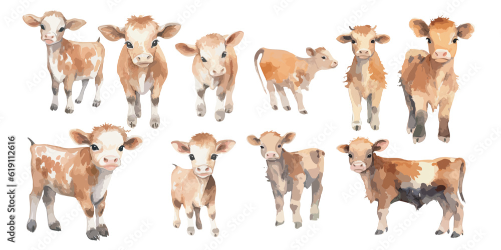 watercolor baby cow clipart for graphic resources Stock Vector | Adobe ...