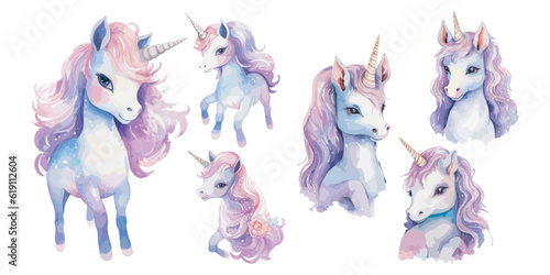 watercolor baby unicorn clipart for graphic resources