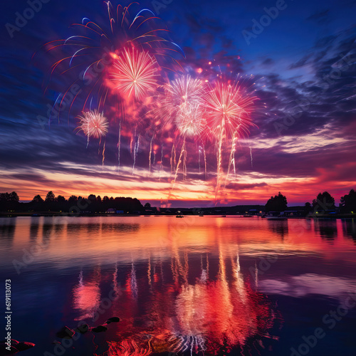 4th of July fireworks over a lake